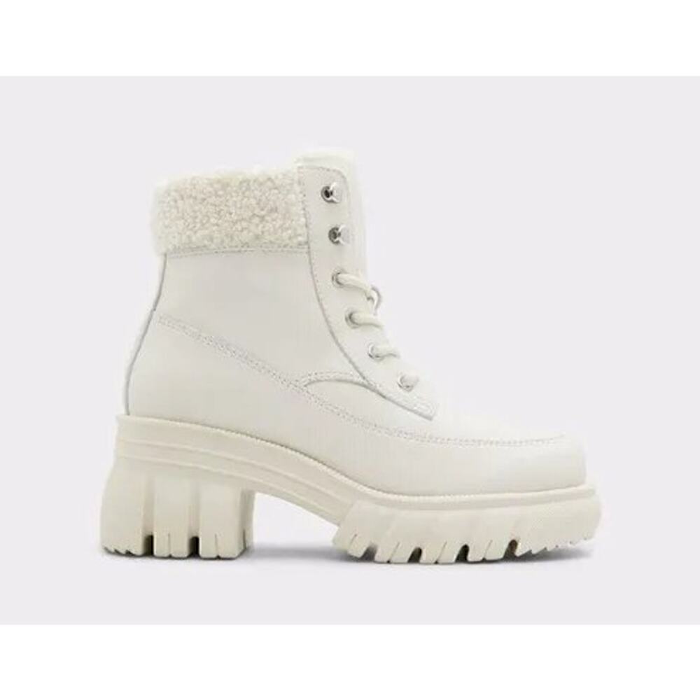 Aldo Nydoremas Boots Waterproof Off White Lug Sole Faux Fur NEW 6 US